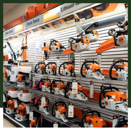 Outdoor Power EquipmentA full wall of outdoor STIHL equipment