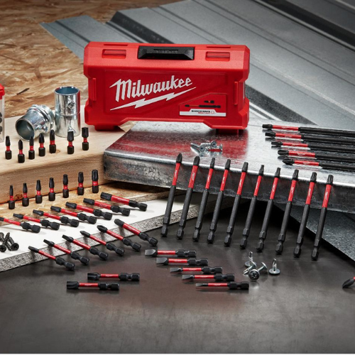 Milwaukee branded drill bits and case.