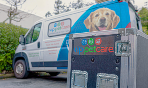 VIP PETCARE branded van and supply box