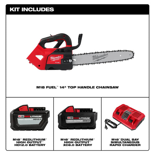 Milwaukee M18 FUEL™ 14 Top Handle Chainsaw 2 Battery Kit