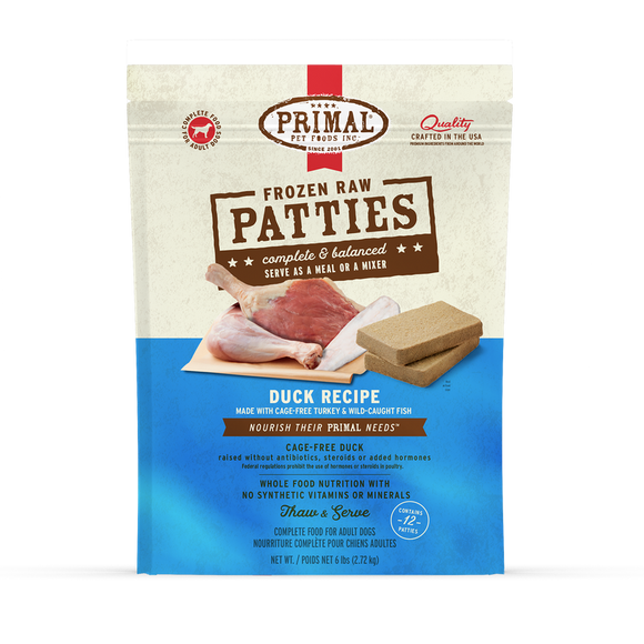 Primal Pet Foods Frozen Raw Patties Dog Food Duck Recipe