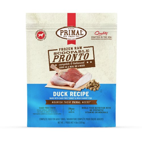 Primal Pet Foods Frozen Raw Scoopable Pronto Dog Food Duck Recipe