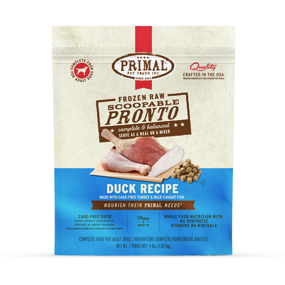 Primal Pet Foods Frozen Raw Scoopable Pronto Dog Food Duck Recipe