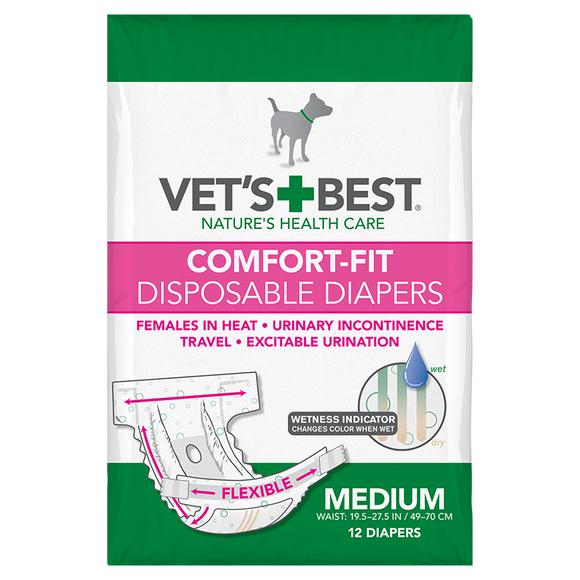 Vet's Best Comfort-Fit Disposable Female Dog Diapers – Medium